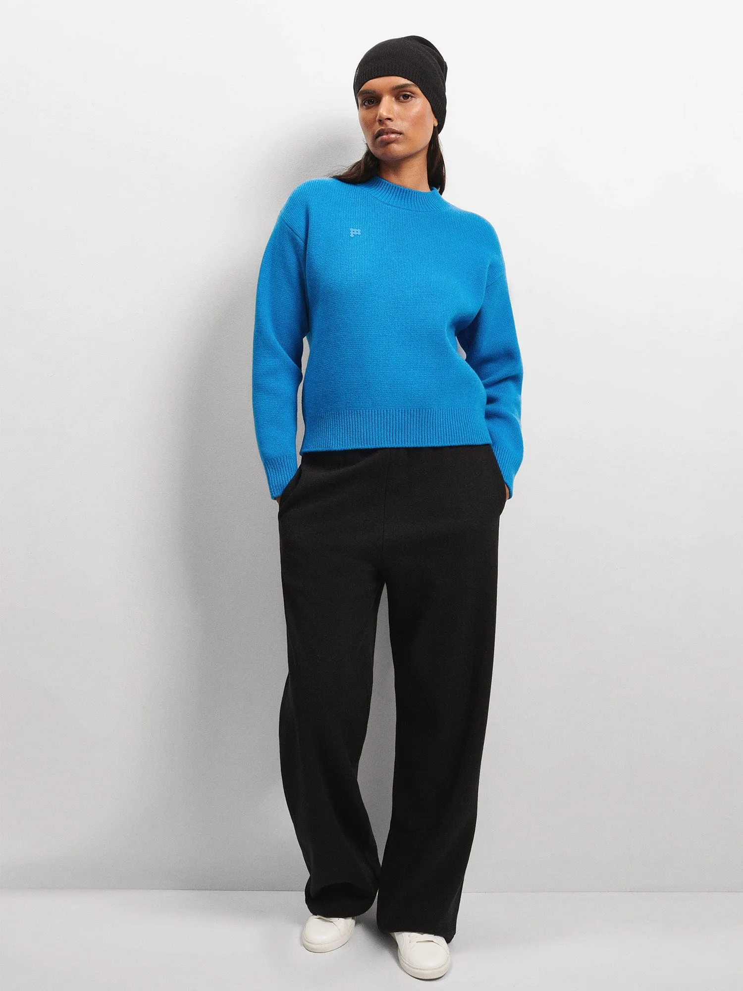 Women's Recycled Cashmere Sweater—cerulean blue