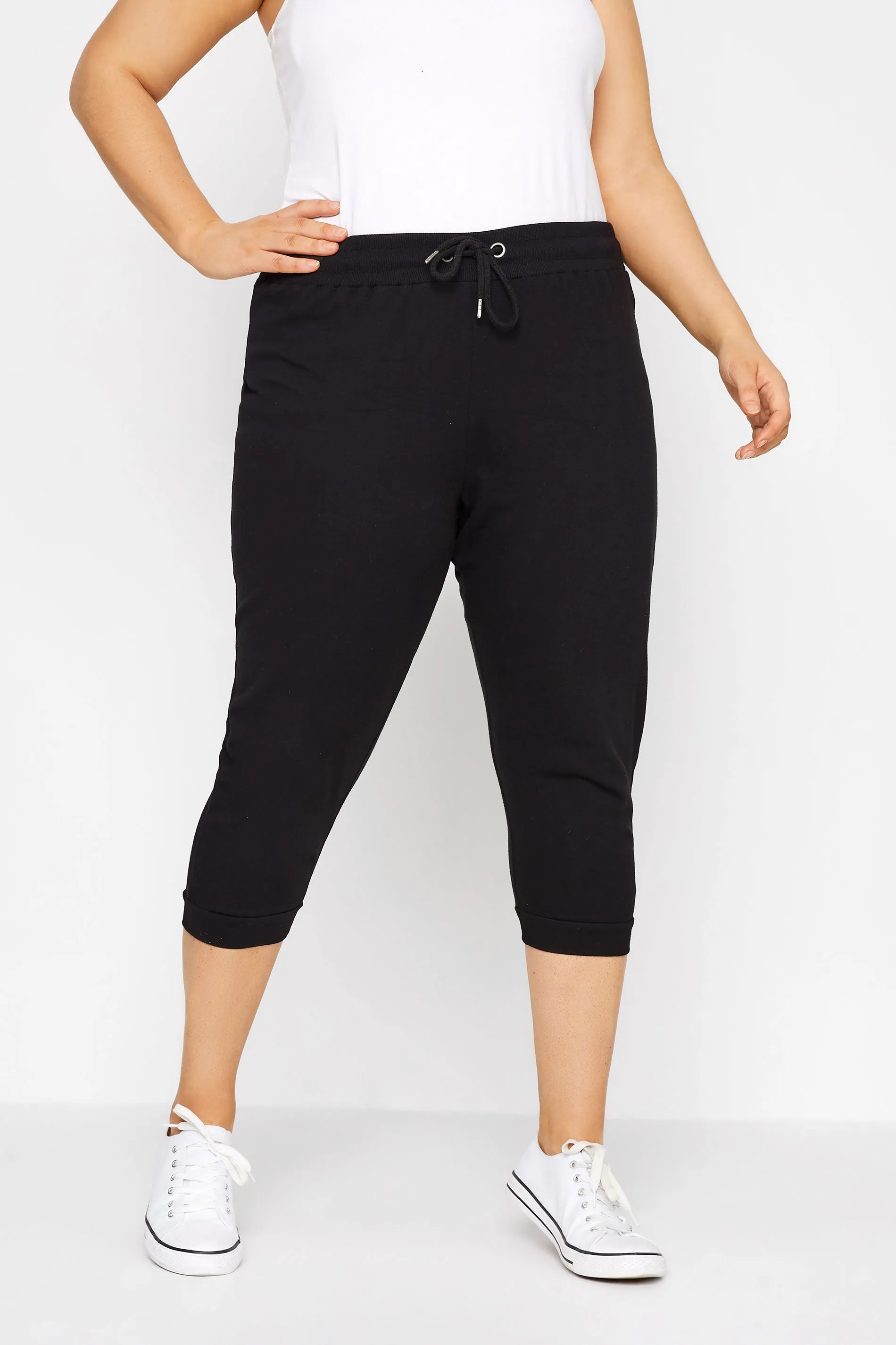 YOURS Curve Black Cropped Stretch Joggers