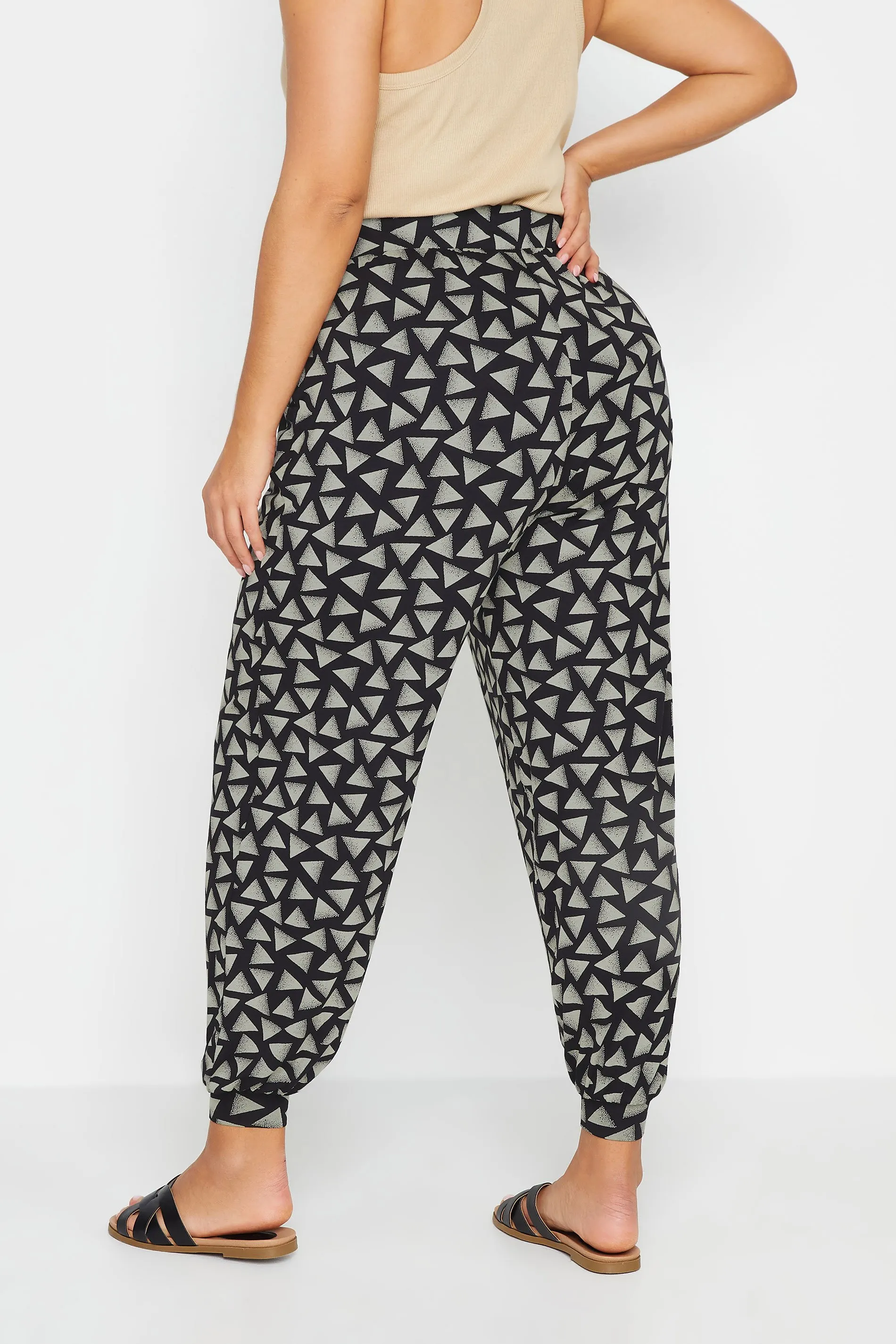 YOURS Curve Black Geometric Print Harem Joggers