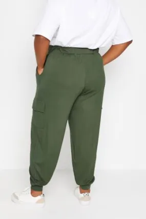 YOURS Curve Khaki Green Cargo Pocket Harem Joggers