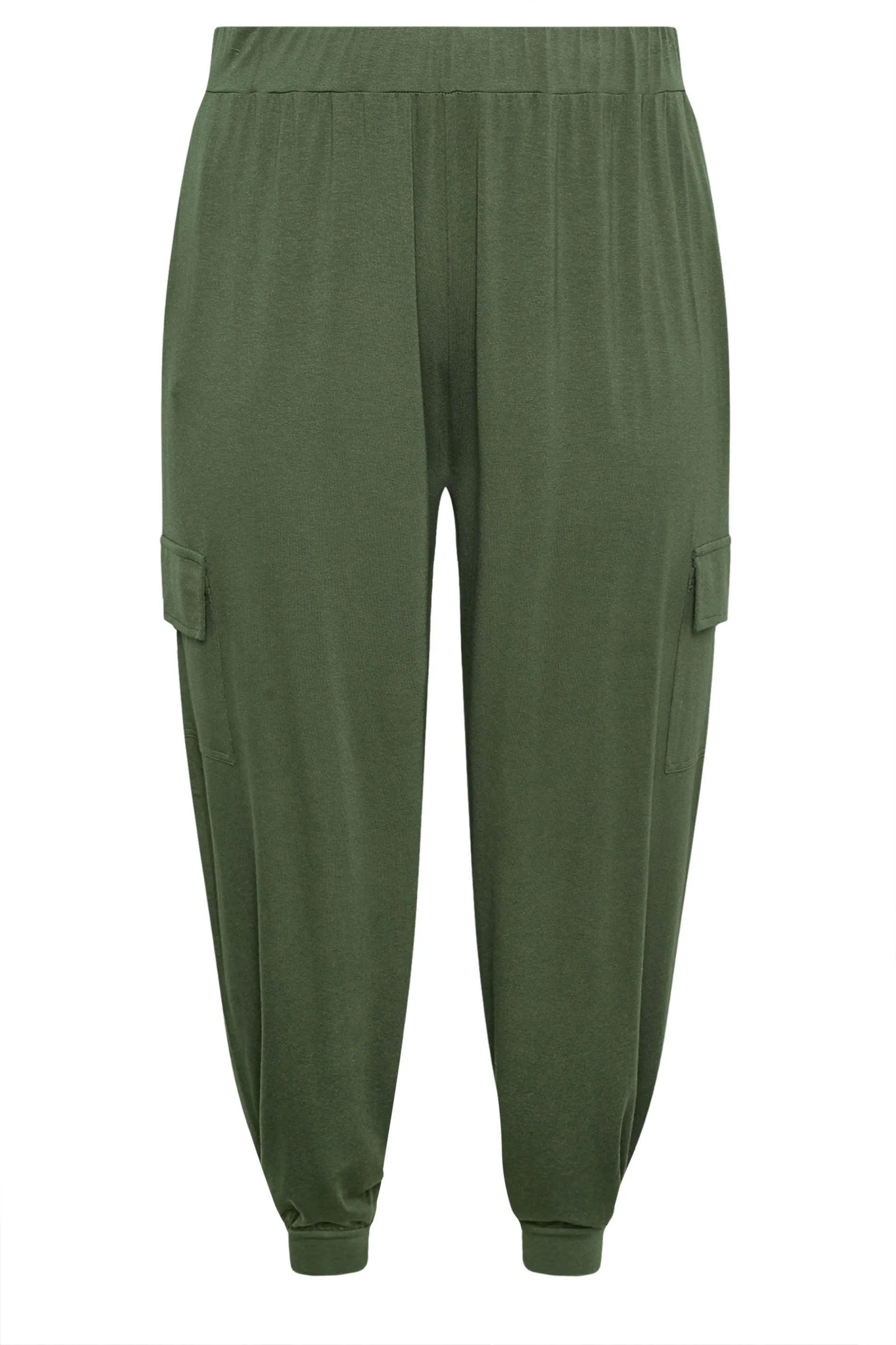 YOURS Curve Khaki Green Cargo Pocket Harem Joggers