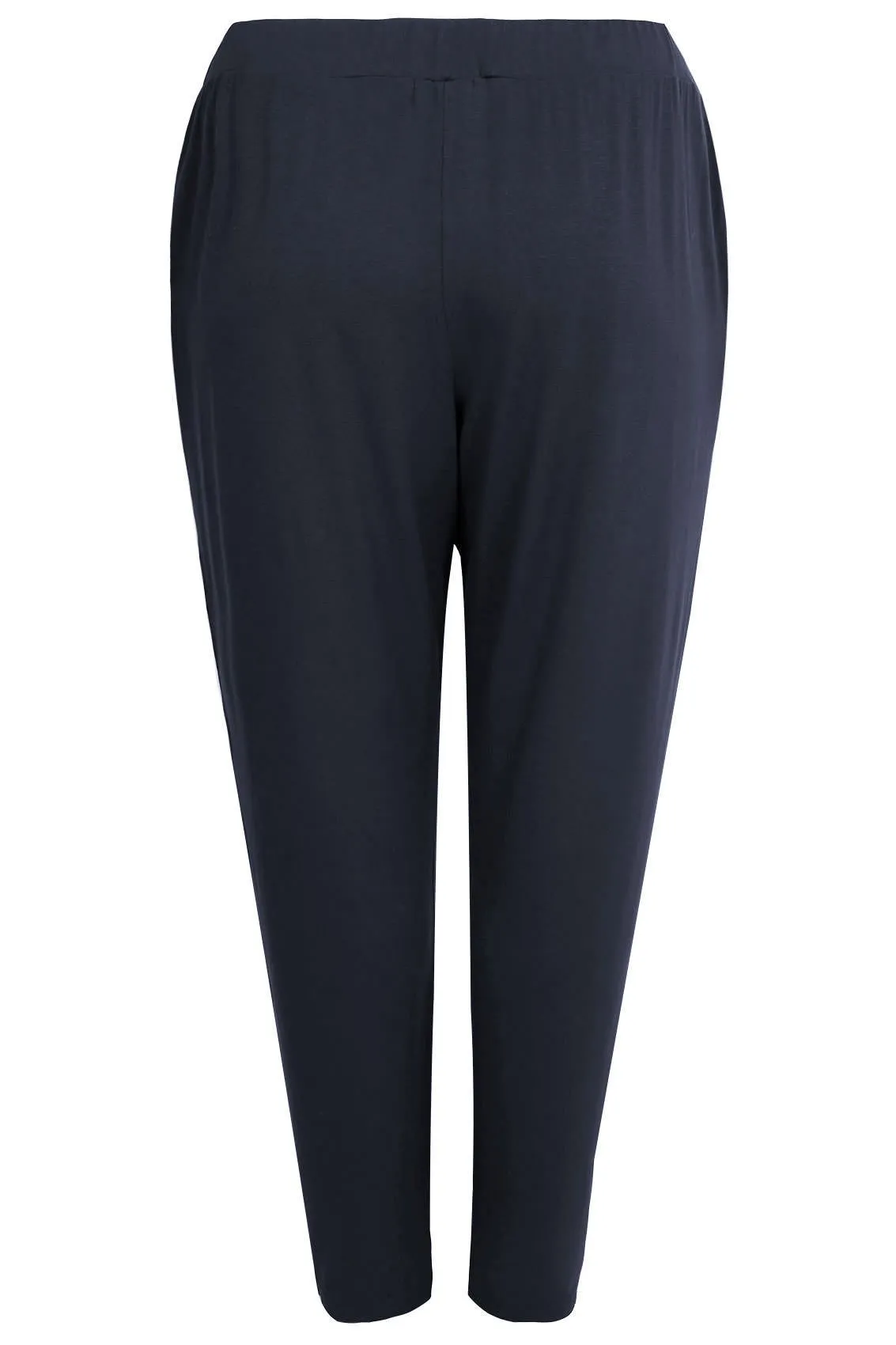 YOURS Curve Navy Blue Double Pleat Stretch Jersey Joggers