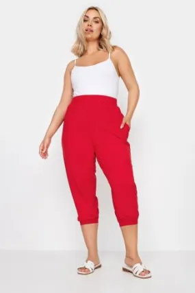 YOURS Curve Red Cropped Harem Joggers