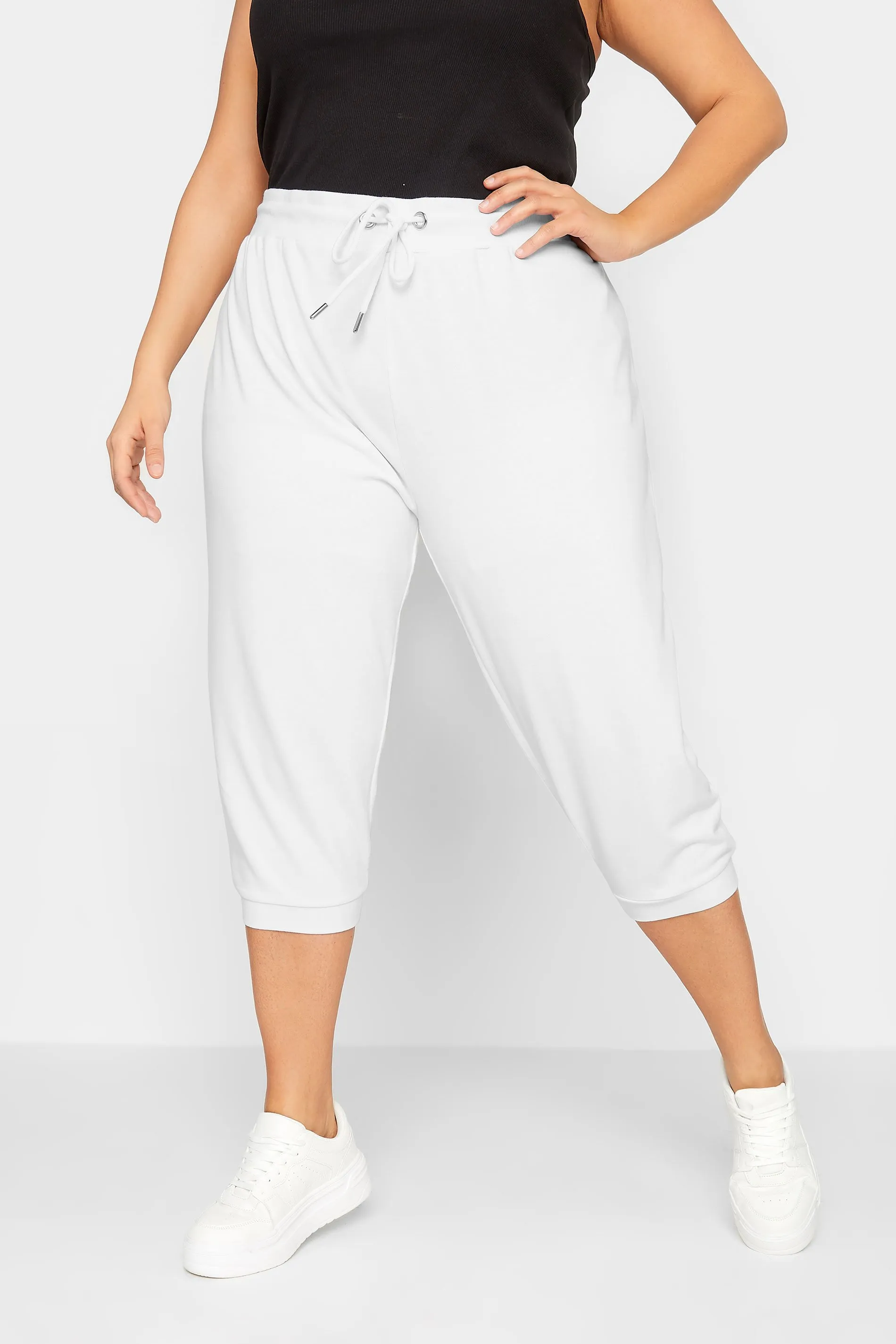 YOURS Curve White Cropped Stretch Joggers