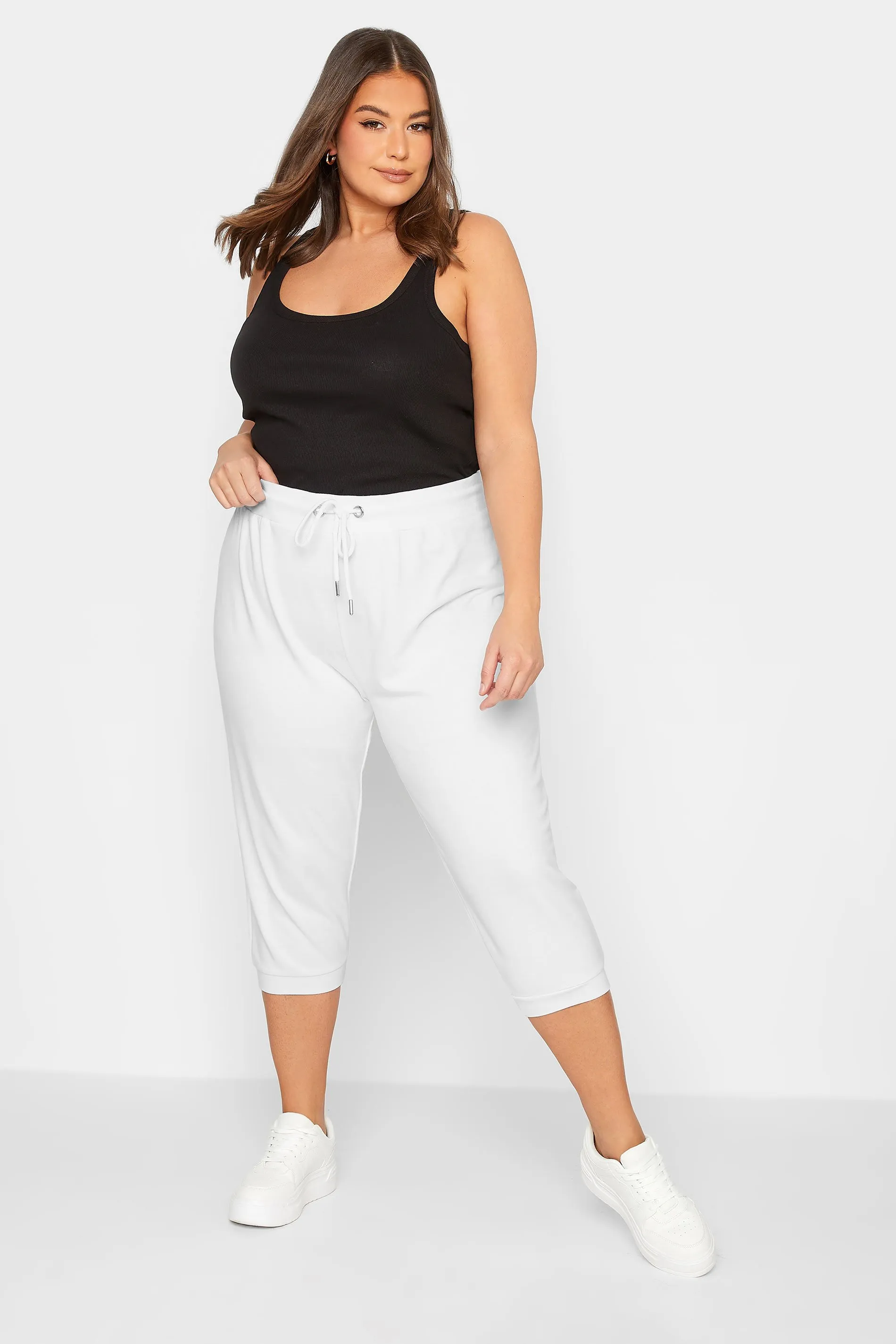 YOURS Curve White Cropped Stretch Joggers